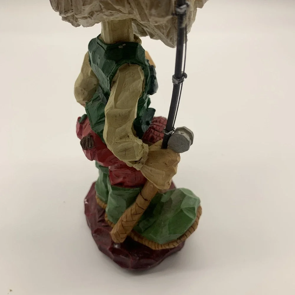 Vintage Bearded Fisherman Grandpa Bobblehead with Fishing Pole